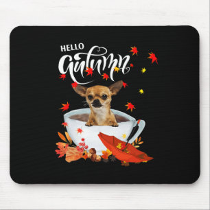 Chihuahua Autumn Dog And Coffee Fall Thanksgiving Mouse Mat