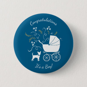 Chihuahua Baby Shower Blue Boy Dog 6 Cm Round Badge