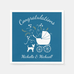 Chihuahua Baby Shower Blue Boy Dog Napkin
