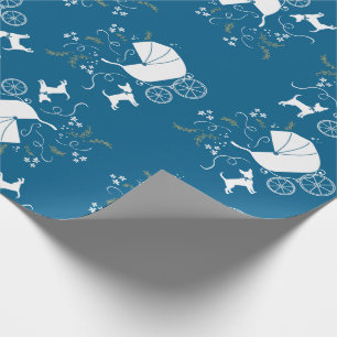 Chihuahua Baby Shower Blue Boy Dog Wrapping Paper