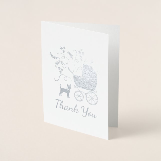 Chihuahua Baby Shower Gender Neutral Cute Foil Card (Front)