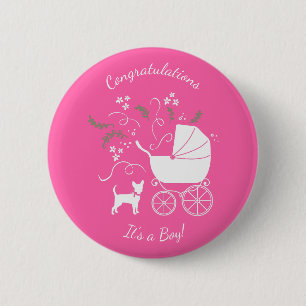 Chihuahua Baby Shower Pink Girl Dog 6 Cm Round Badge