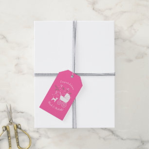 Chihuahua Baby Shower Puppy Dog Pink Girl Gift Tags