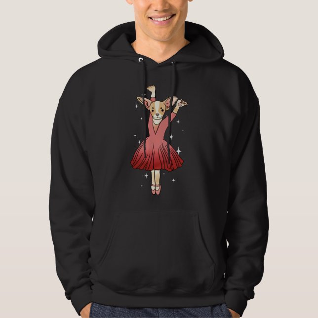 Chihuahua Ballerina Cute Tan White And Pink Animal Hoodie (Front)