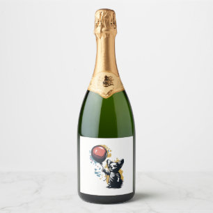 Chihuahua  Balloon  Cute Dog  Chiwawa  Funny    Sparkling Wine Label