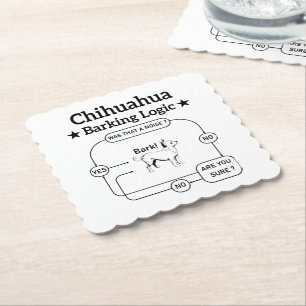 Chihuahua Barking Logic Funny Dog Puppy Sarcastic Paper Coaster