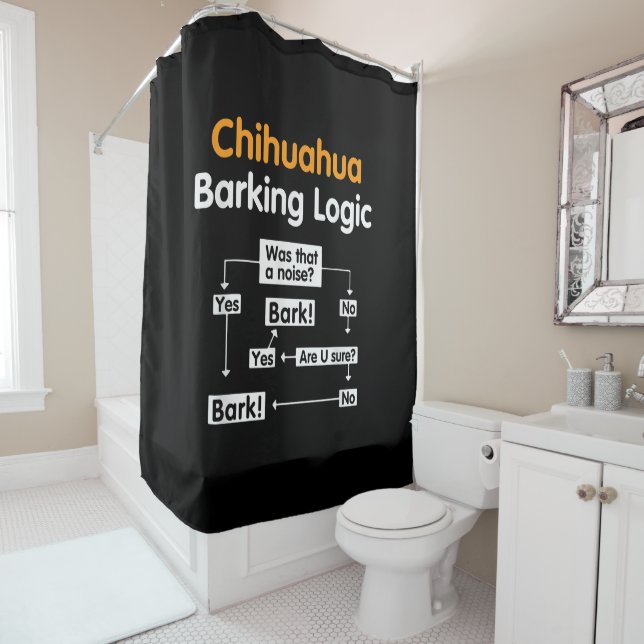 Chihuahua Barking Logic Funny Shower Curtain (In Situ)