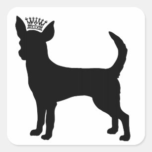 Chihuahua Basic Black Crown Silhouette Square Sticker