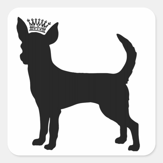Chihuahua Basic Black Crown Silhouette Square Sticker (Front)