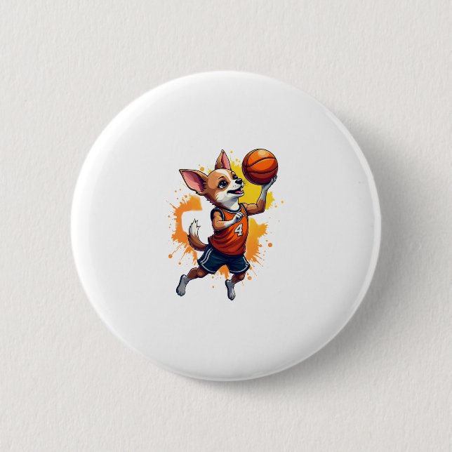 Chihuahua  Basketball  Player  Sport  Dunk  Copy 6 Cm Round Badge (Front)