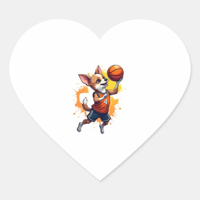 Chihuahua  Basketball  Player  Sport  Dunk  Copy Heart Sticker (Front)