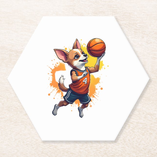 Chihuahua  Basketball  Player  Sport  Dunk  Copy Paper Coaster (Front)