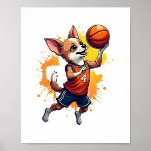 Chihuahua Basketball Player Sport Dunk Copy Poster