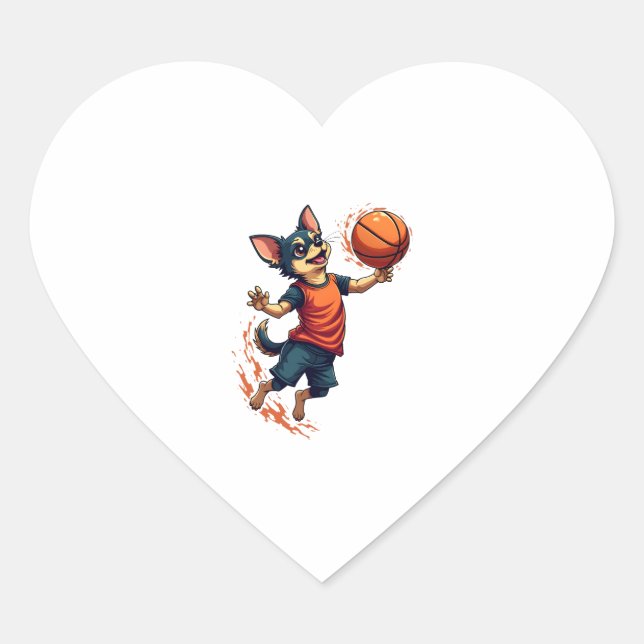Chihuahua  Basketball  Player  Sport  Dunk  Heart Sticker (Front)