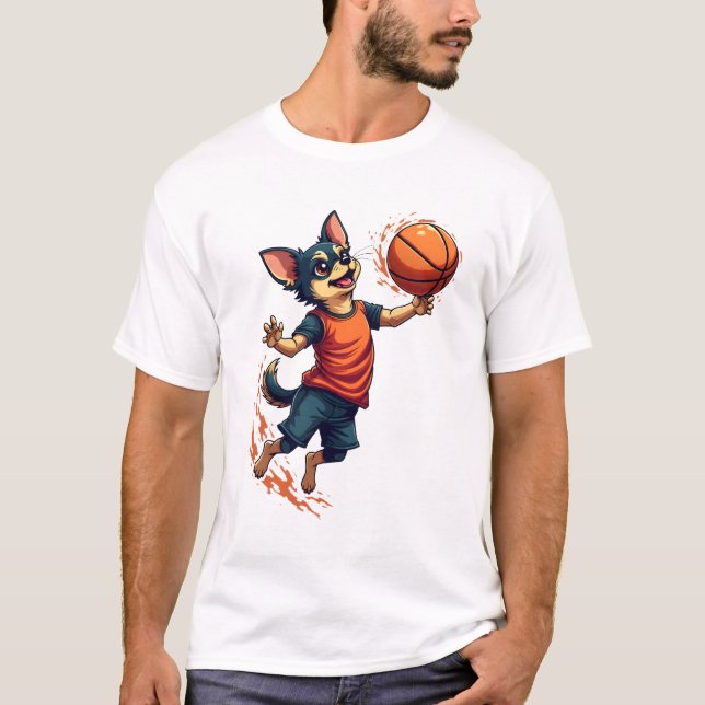 Chihuahua  Basketball  Player  Sport  Dunk  T-Shirt (Front)