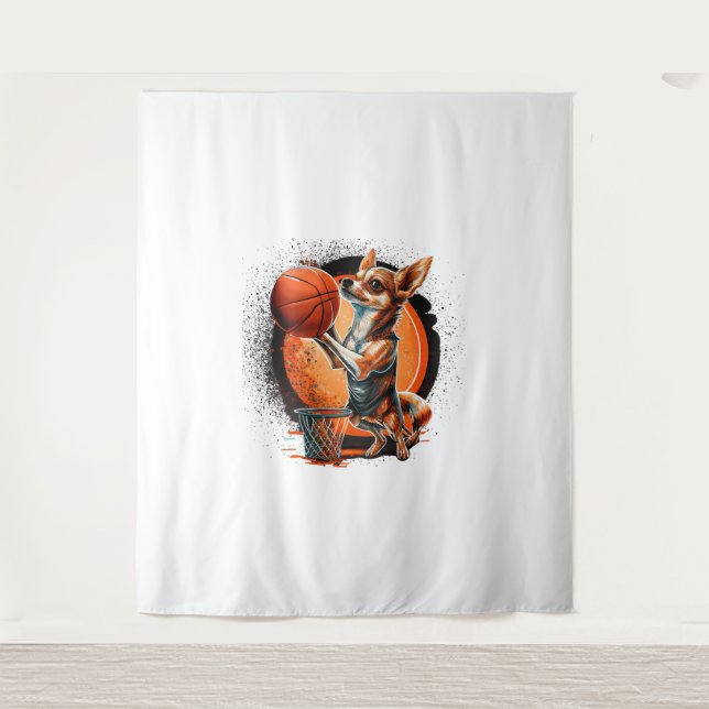Chihuahua  Basketball  Player  Sport  Dunk   Tapestry (Front)