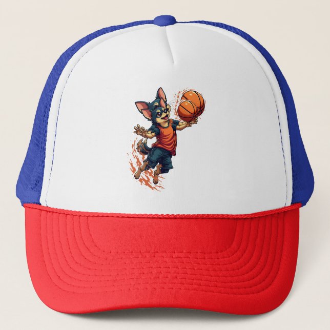Chihuahua  Basketball  Player  Sport  Dunk  Trucker Hat (Front)