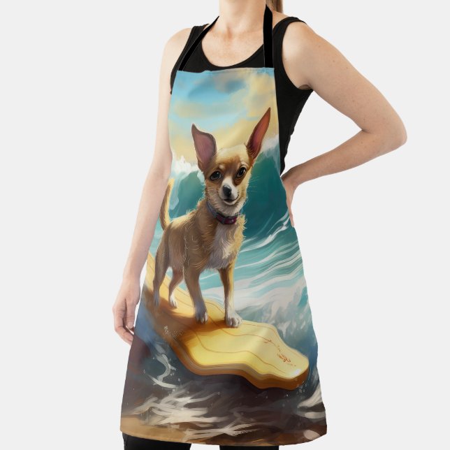 Chihuahua Beach Surfing Painting  Apron (Insitu)