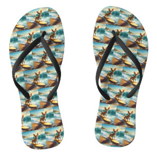 Chihuahua Beach Surfing Painting  Flip Flops