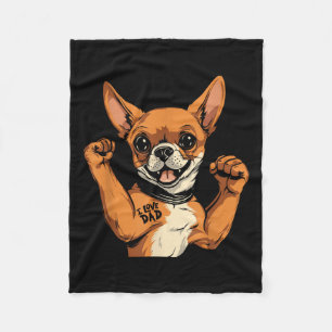 Chihuahua Biceps Tattoo - Dog Breed Pet I Love Dad Fleece Blanket