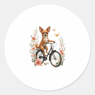 Chihuahua Bike Bicycle Dog Cycling Classic Round Sticker
