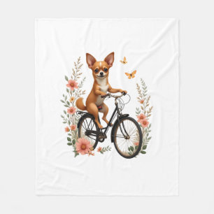 Chihuahua Bike Bicycle Dog Cycling Fleece Blanket