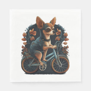 Chihuahua Bike Bicycle Dog Cycling Napkin
