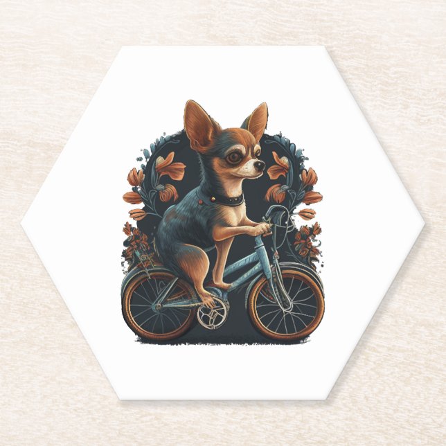 Chihuahua  Bike  Bicycle  Dog  Cycling  Paper Coaster (Front)