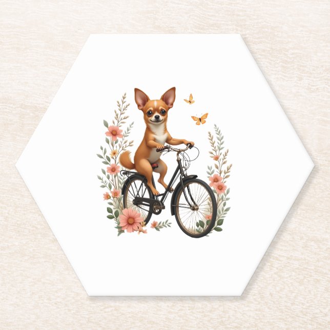 Chihuahua  Bike  Bicycle  Dog  Cycling  Paper Coaster (Front)