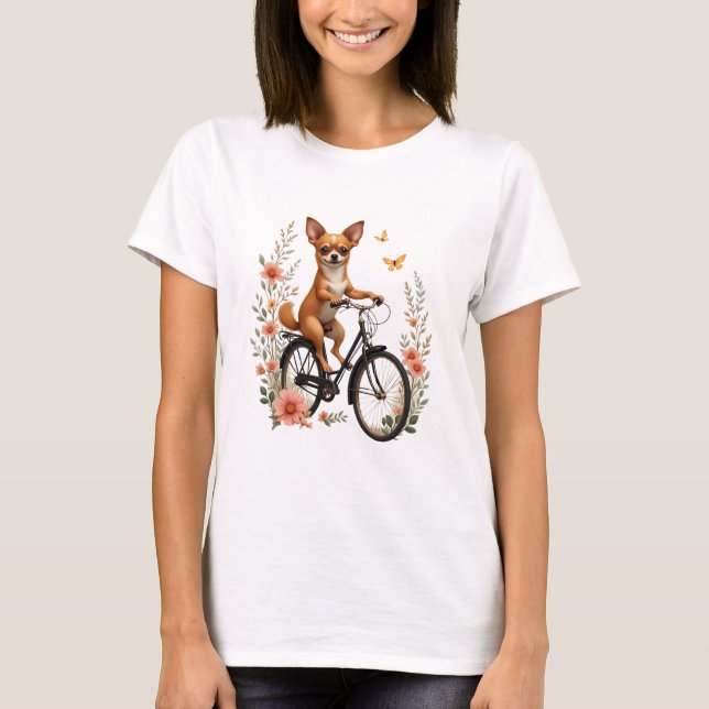 Chihuahua  Bike  Bicycle  Dog  Cycling  T-Shirt (Front)