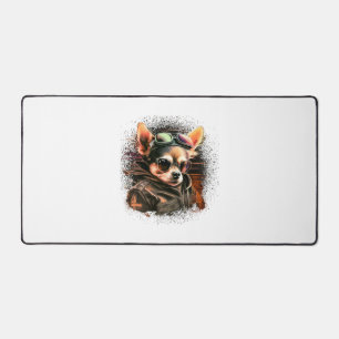 Chihuahua Biker Motorcyle Riding Dog Dad Desk Mat