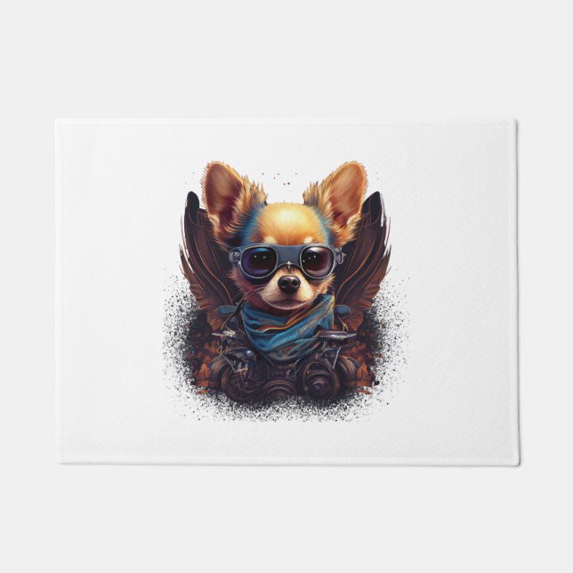Chihuahua  Biker  Motorcyle  Riding  Dog  Dad    Doormat (Front)