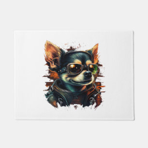 Chihuahua Biker Motorcyle Riding Dog Dad Doormat