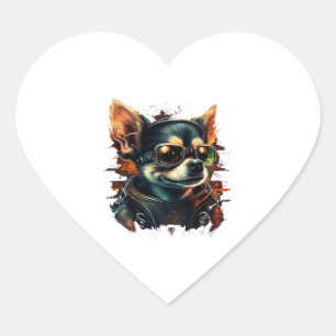 Chihuahua  Biker  Motorcyle  Riding  Dog  Dad  Heart Sticker