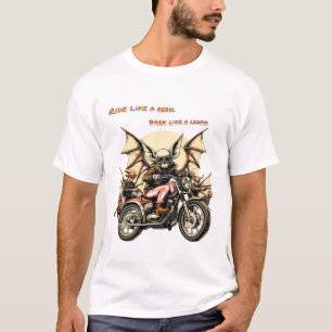 Chihuahua Biker with Bat Wings T-Shirt