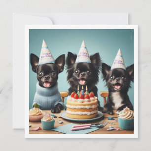 Chihuahua birthday celebration, chihuahua invitation
