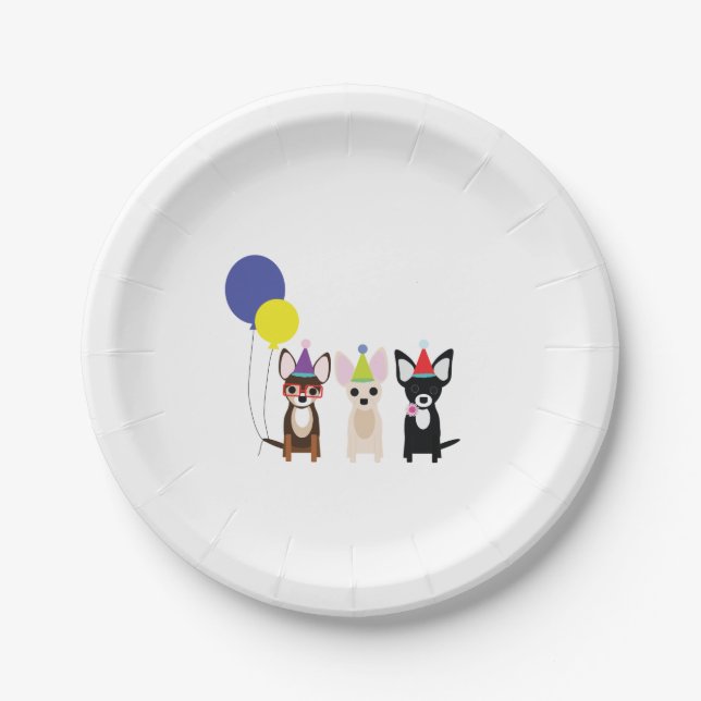 Chihuahua Birthday Party Paper Plates (Front)