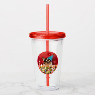 Chihuahua Birthday Pizza Pie Acrylic Tumbler