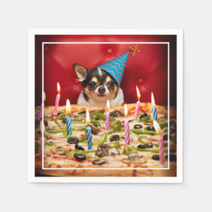 Chihuahua Birthday Pizza Pie Napkin