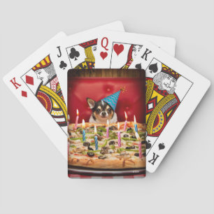 Chihuahua Birthday Pizza Pie Playing Cards