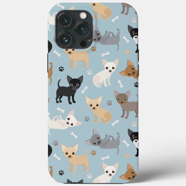Chihuahua Bones and Paws Blue Case-Mate iPhone Case (Back)