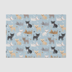 Chihuahua Bones and Paws Blue Tissue Paper