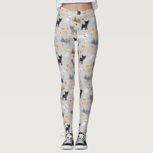 Chihuahua Bones and Paws Grey Leggings