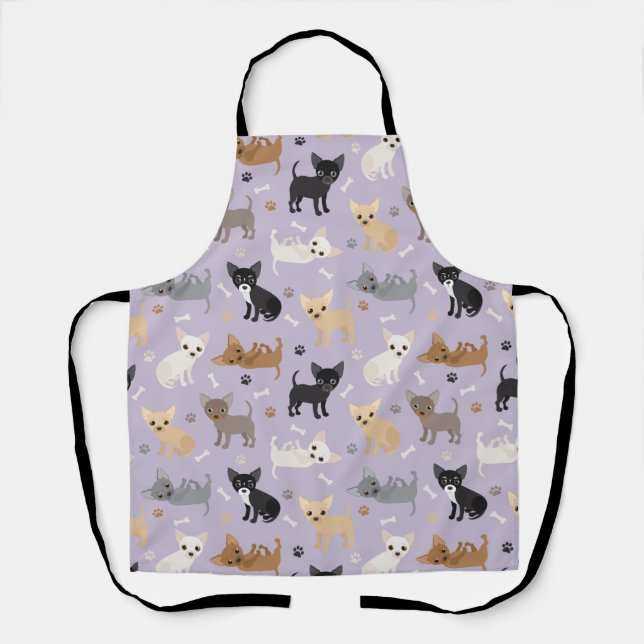 Chihuahua Bones and Paws Purple Apron (Front)