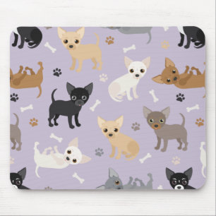 Chihuahua Bones and Paws Purple Mouse Mat