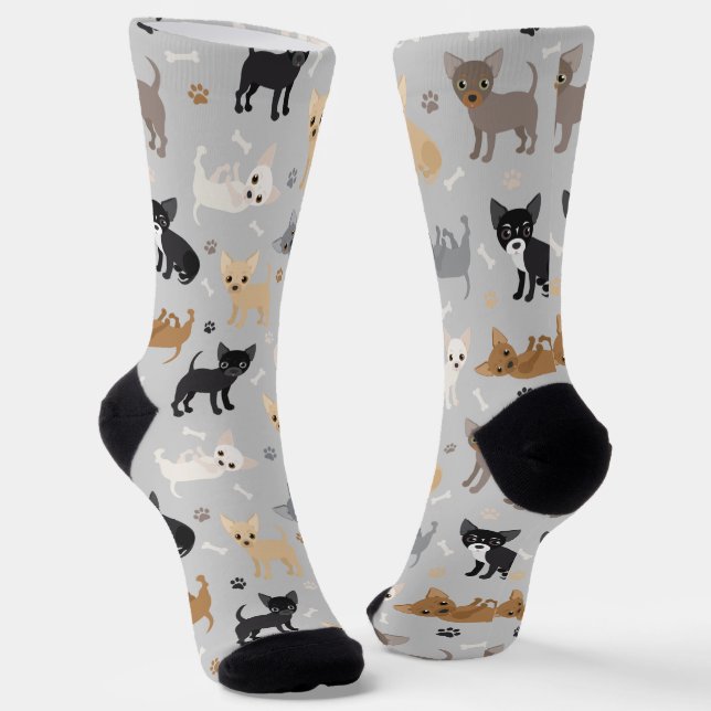 Chihuahua Bones and Paws Socks (Angled)