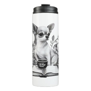 Chihuahua Book Coffee Tea Reading Thermal Tumbler