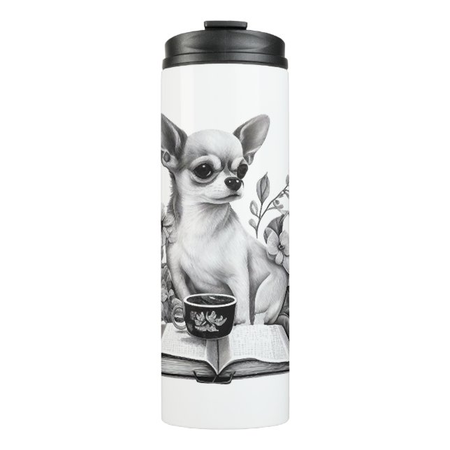 Chihuahua  Book  Coffee  Tea  Reading   Thermal Tumbler (Front)