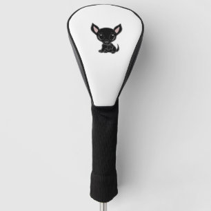 chihuahua cartoon black golf head cover