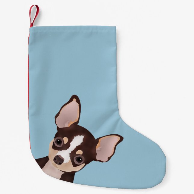 Chihuahua cartoon small christmas stocking (Front)